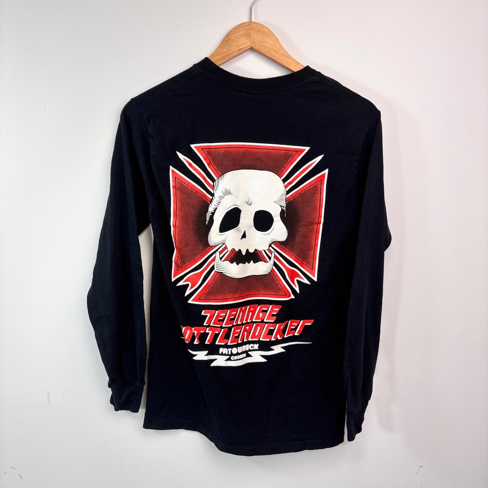 Teenage Bottlerocket Skull Iron Cross Punk Rock Band Long Sleeve Shirt Gildan S